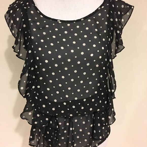 Myth Sheer Polka Dot Ruffled Blouse Size S - Picture 1 of 6